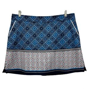 Lady Hagen Golf Skort Women’s 16 NWT Blue Mosaic Tile Print Pockets $60 Retail